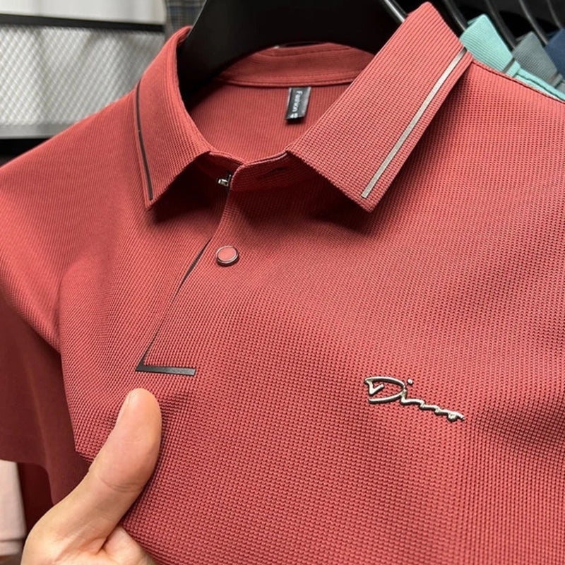 Aaron - Printed Short Sleeve Polo Shirt With Button Collar - Image 10