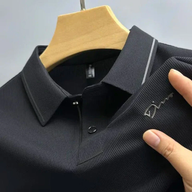Aaron - Printed Short Sleeve Polo Shirt With Button Collar - Image 8