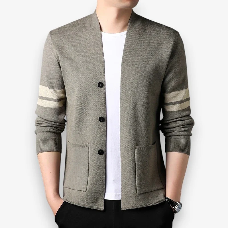 Adrian – Men's Long Sleeve Sweater with Button Closure and Pocket - Image 2