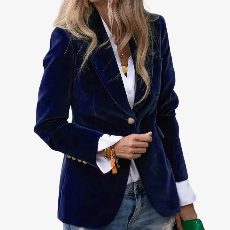 Alina – Women's Blazer Jacket with Lapel Collar and Buttons - Image 2