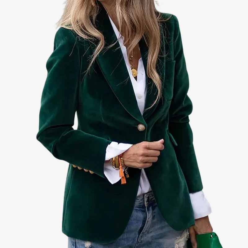 Alina – Women's Blazer Jacket with Lapel Collar and Buttons - Image 3