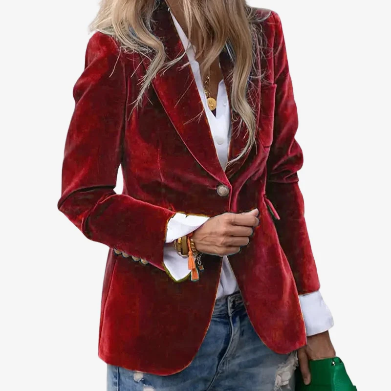 Alina – Women's Blazer Jacket with Lapel Collar and Buttons - Image 4