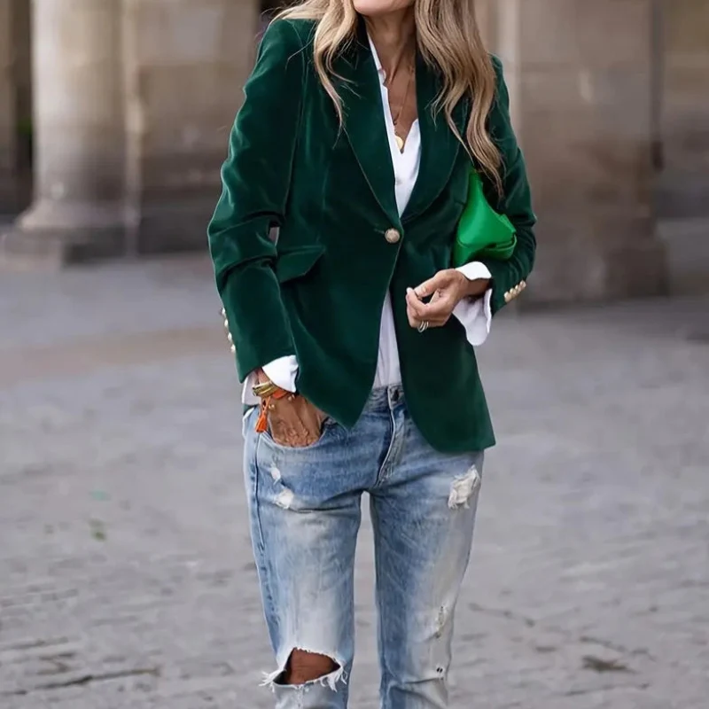 Alina – Women's Blazer Jacket with Lapel Collar and Buttons - Image 5