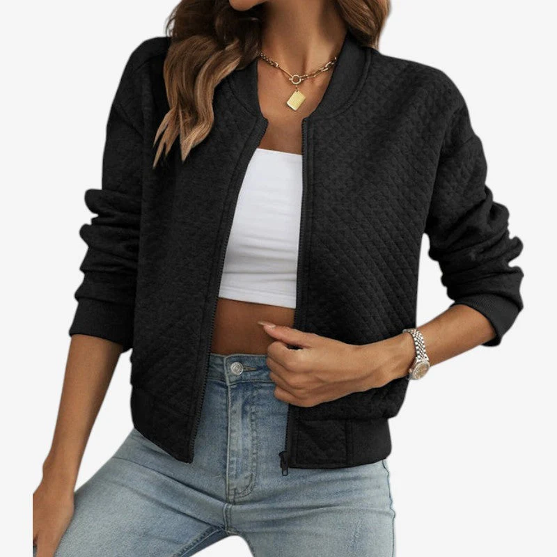 Alina – Long Sleeve Jacket with Crew Neck and Zip Closure