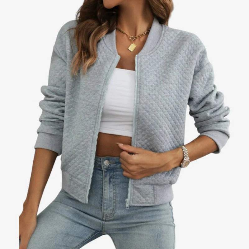 Alina – Long Sleeve Jacket with Crew Neck and Zip Closure - Image 2