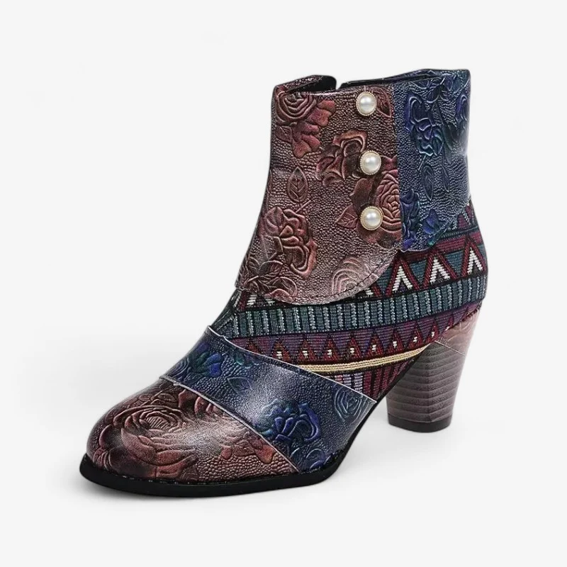 Amber – Patchwork Ankle Boots with Heel and Side Zip - Image 3