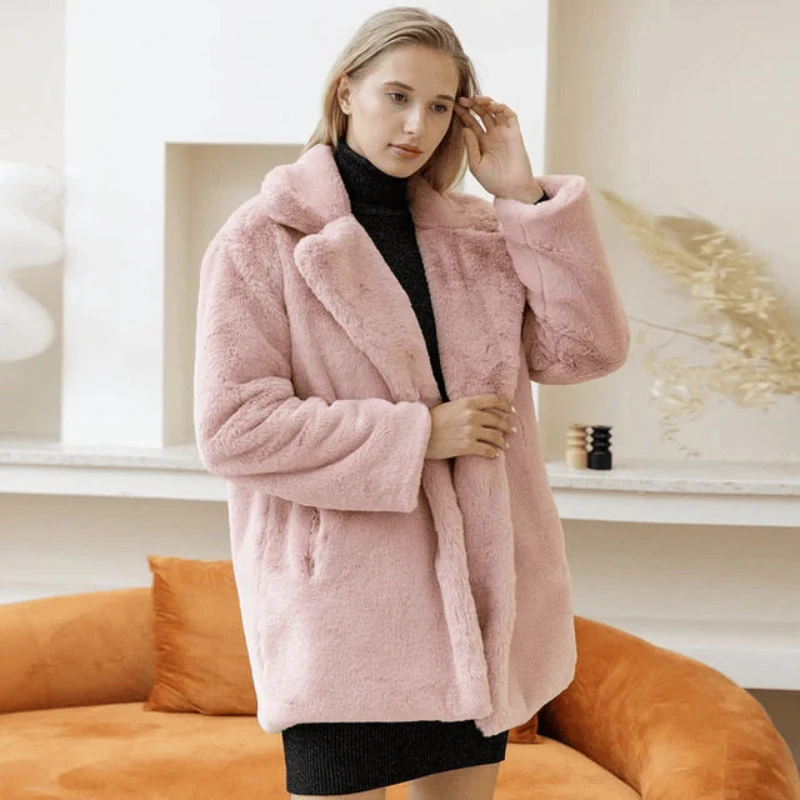Amelie – Fleece-Lined Jacket with Lapel Collar and Pockets - Image 7