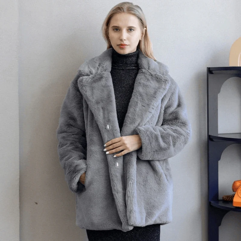 Amelie – Fleece-Lined Jacket with Lapel Collar and Pockets - Image 8