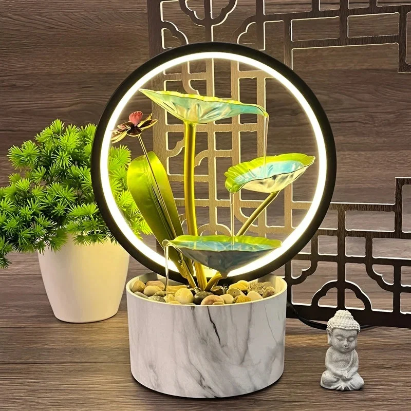 AquaLume – Table lamp with a flowing water fountain - Image 3