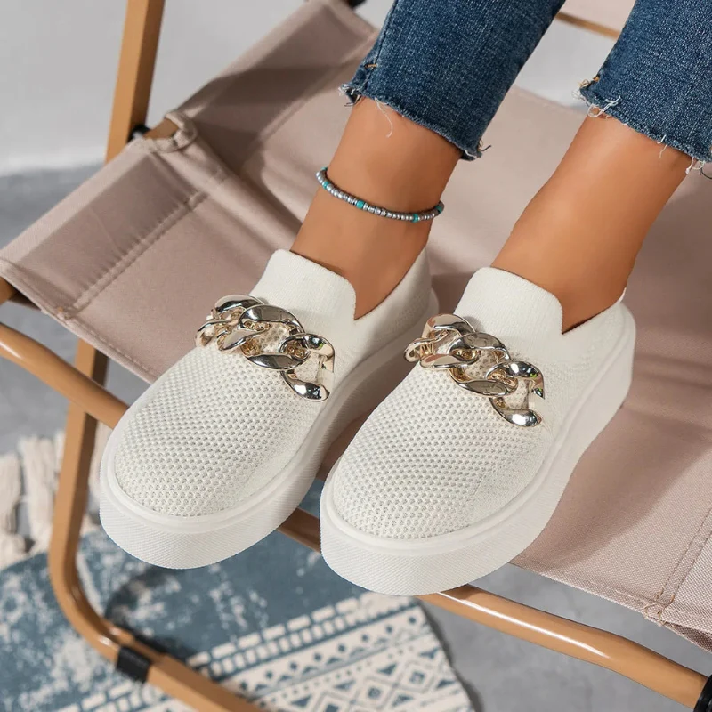 Aria – Round Toe Shoes with Zigzag Decorative Design - Image 5
