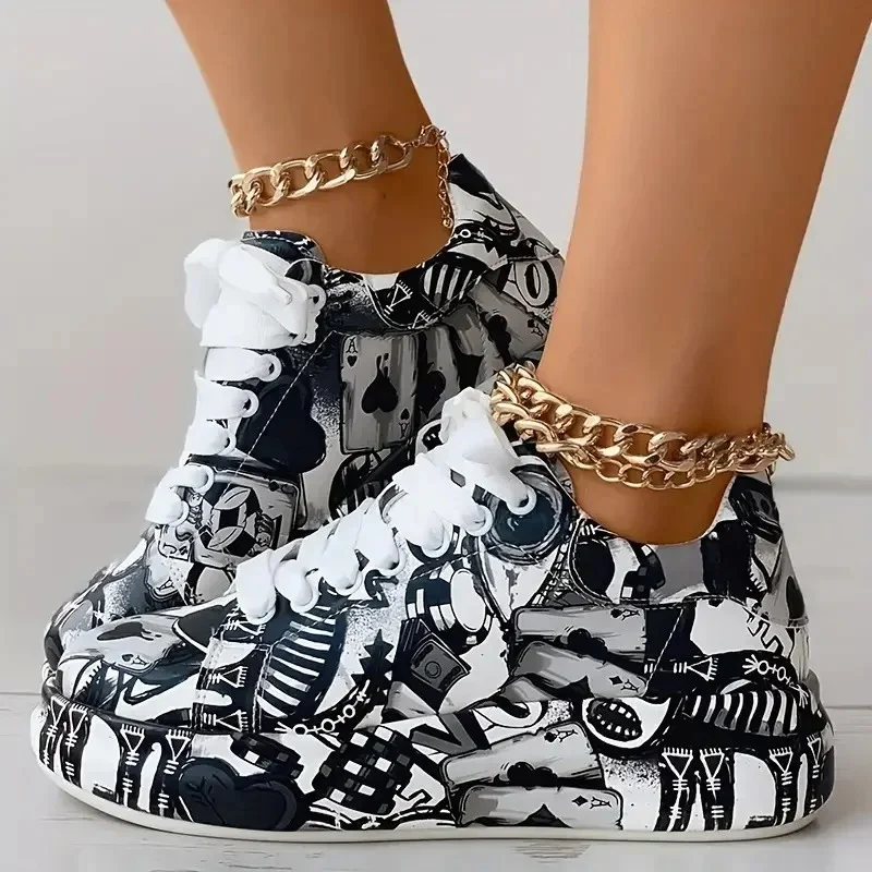 Aria – Painted Graffiti Lace-Up Sneakers - Image 6