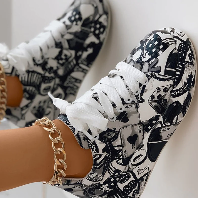 Aria – Painted Graffiti Lace-Up Sneakers - Image 8