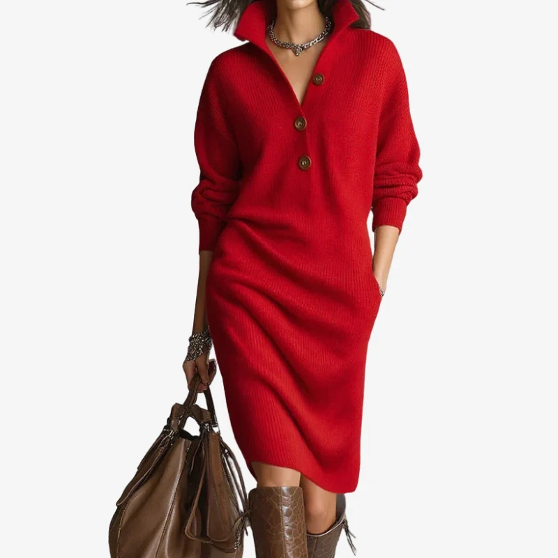 Arlena – Women's Sweater with Stand-Up Collar & Button Closure - Image 4
