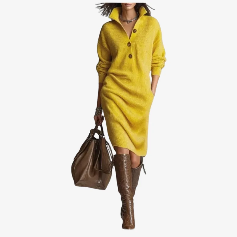 Arlena – Women's Sweater with Stand-Up Collar & Button Closure - Image 5