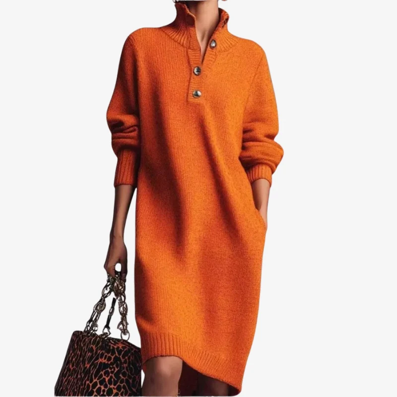 Arlena – Women's Sweater with Stand-Up Collar & Button Closure - Image 6