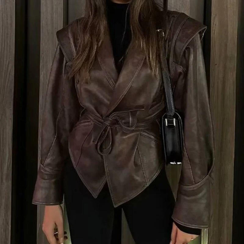Ava – Women's Jacket with Lapel Collar and Adjustable Belt - Image 4
