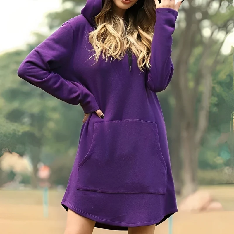 Ava – Long Sleeve Sweater with Hoodie and Pocket - Image 11