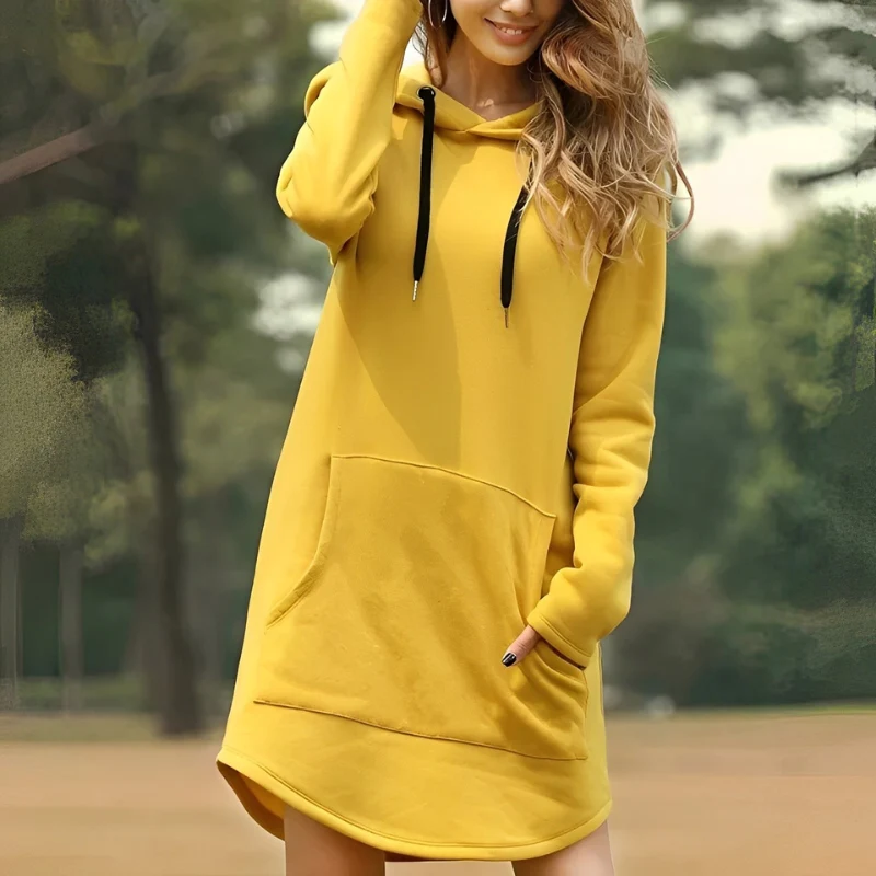 Ava – Long Sleeve Sweater with Hoodie and Pocket - Image 7