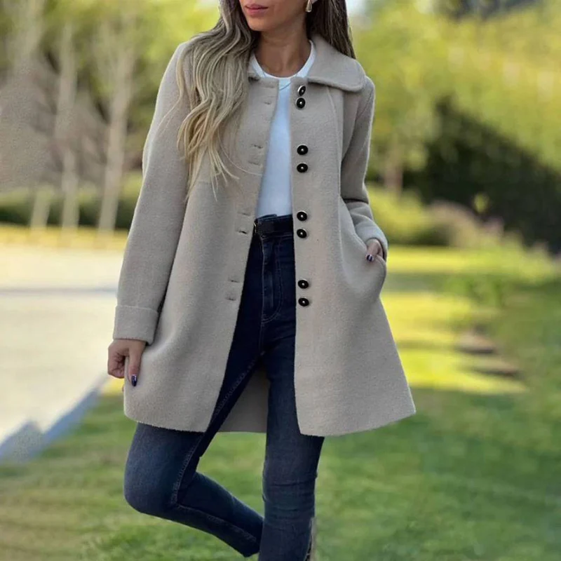 Ava – Long Button-Front Coat with Pockets - Image 3