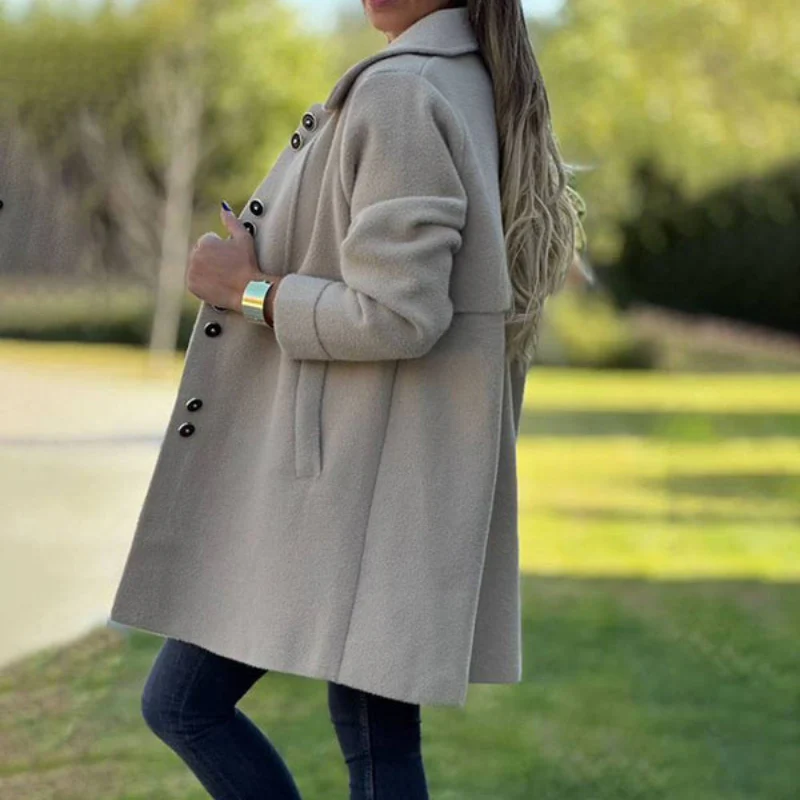 Ava – Long Button-Front Coat with Pockets - Image 4