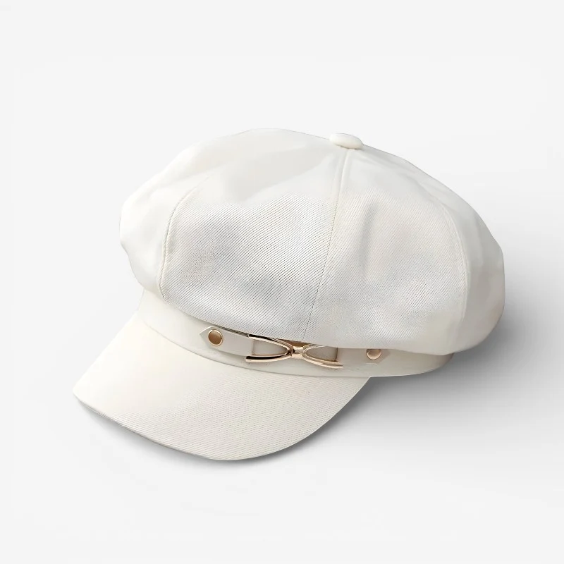 Ava – Women's Round Octagon Hat with Chain Buckle - Image 3