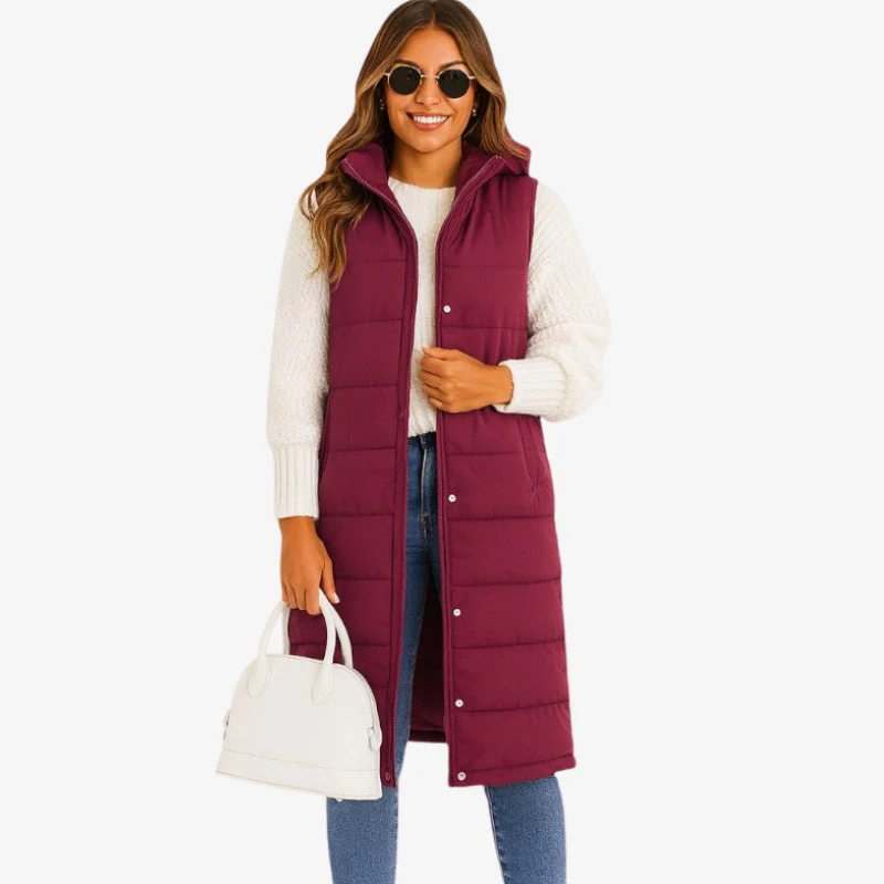 Ava – Sleeveless Hooded Coat with Button Closure - Image 5