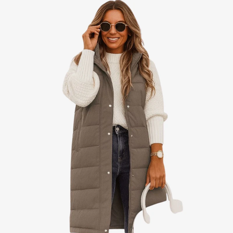 Ava – Sleeveless Hooded Coat with Button Closure - Image 6