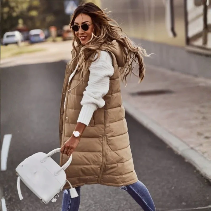 Ava – Sleeveless Hooded Coat with Button Closure - Image 8