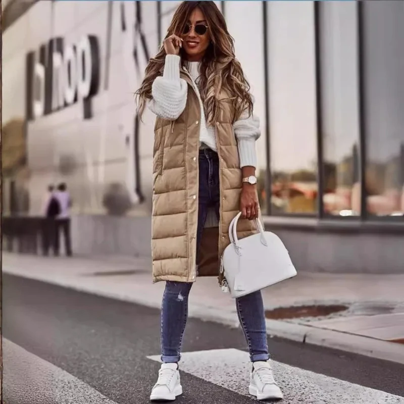 Ava – Sleeveless Hooded Coat with Button Closure - Image 9