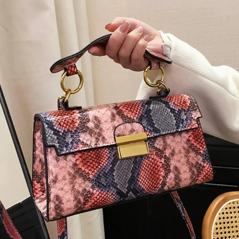 Bella – Handbag with Adjustable Shoulder Strap & Snake Print - Image 10