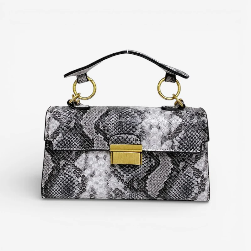 Bella – Handbag with Adjustable Shoulder Strap & Snake Print - Image 2