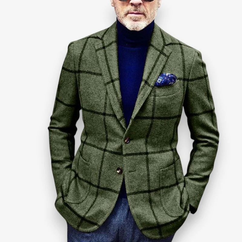 Brian – Long Sleeve Jacket with Down Collar and Check Pattern - Image 3