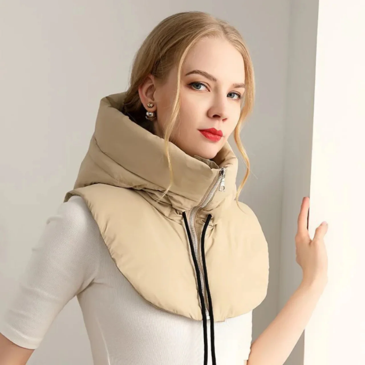 Camille – Hooded Jacket with Drawstring and Removable Neckerchief - Image 7