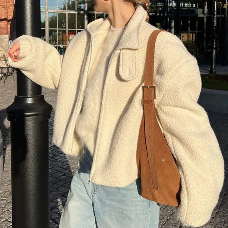 Chloe – Long Sleeve Coat with a Turn-Down Collar - Image 4