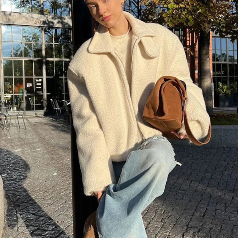 Chloe – Long Sleeve Coat with a Turn-Down Collar - Image 5