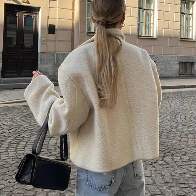 Chloe – Long Sleeve Coat with a Turn-Down Collar - Image 7