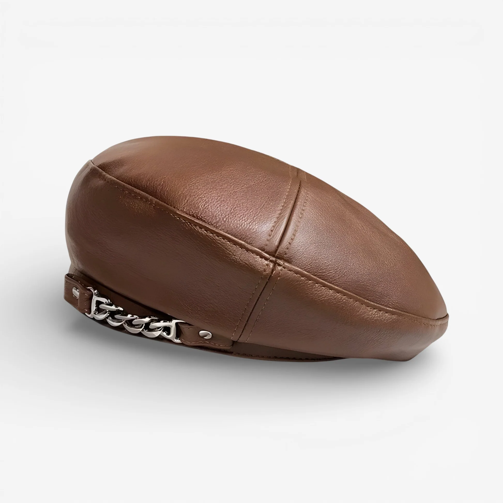 Chloe – Round Cap with Chain Buckle Detail - Image 2