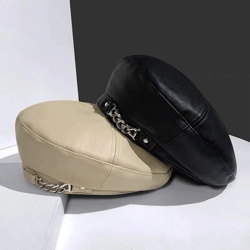 Chloe – Round Cap with Chain Buckle Detail - Image 8