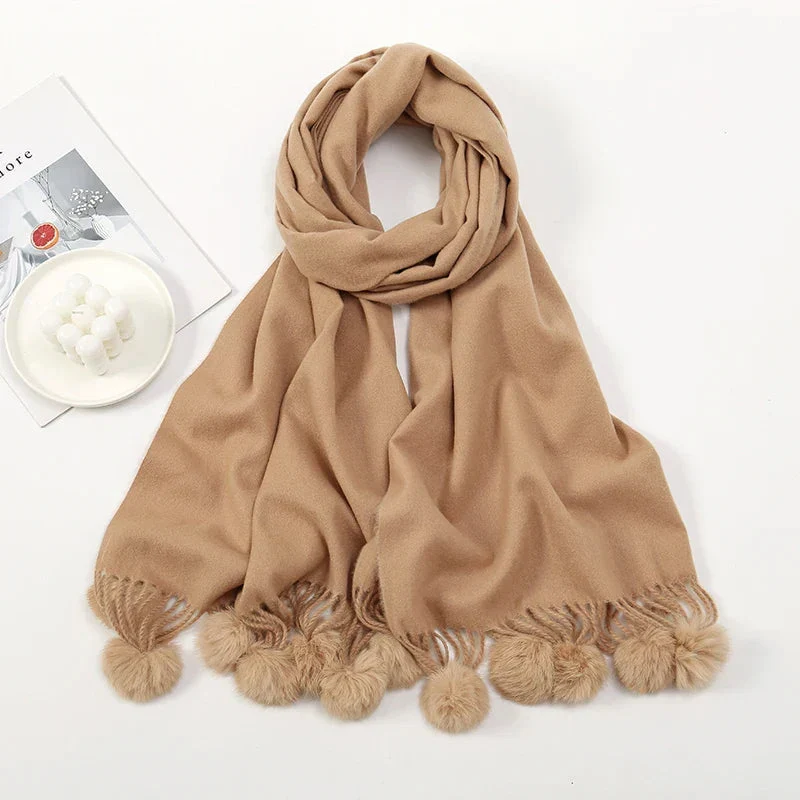 Clara – Adjustable Long Scarf with Decorative Balls - Image 13