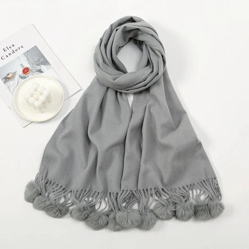 Clara – Adjustable Long Scarf with Decorative Balls - Image 15