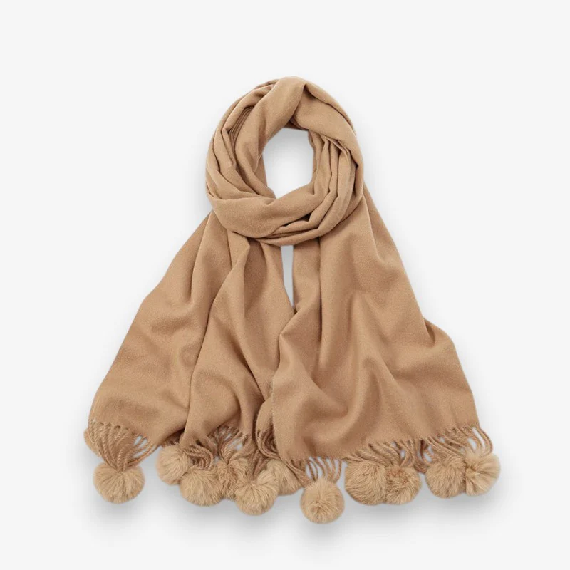 Clara – Adjustable Long Scarf with Decorative Balls - Image 2