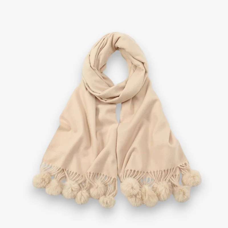 Clara – Adjustable Long Scarf with Decorative Balls - Image 3
