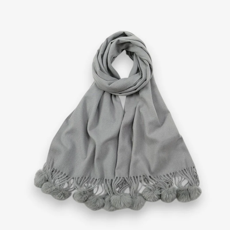 Clara – Adjustable Long Scarf with Decorative Balls - Image 4