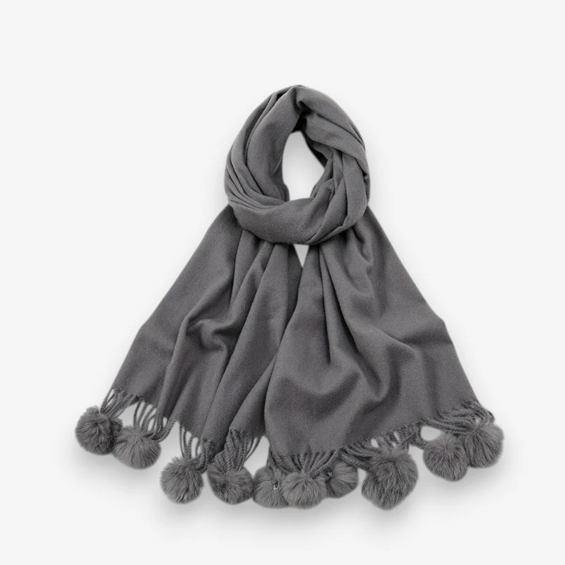 Clara – Adjustable Long Scarf with Decorative Balls - Image 7
