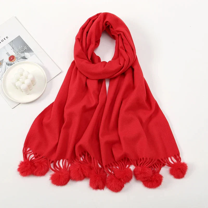Clara – Adjustable Long Scarf with Decorative Balls - Image 9