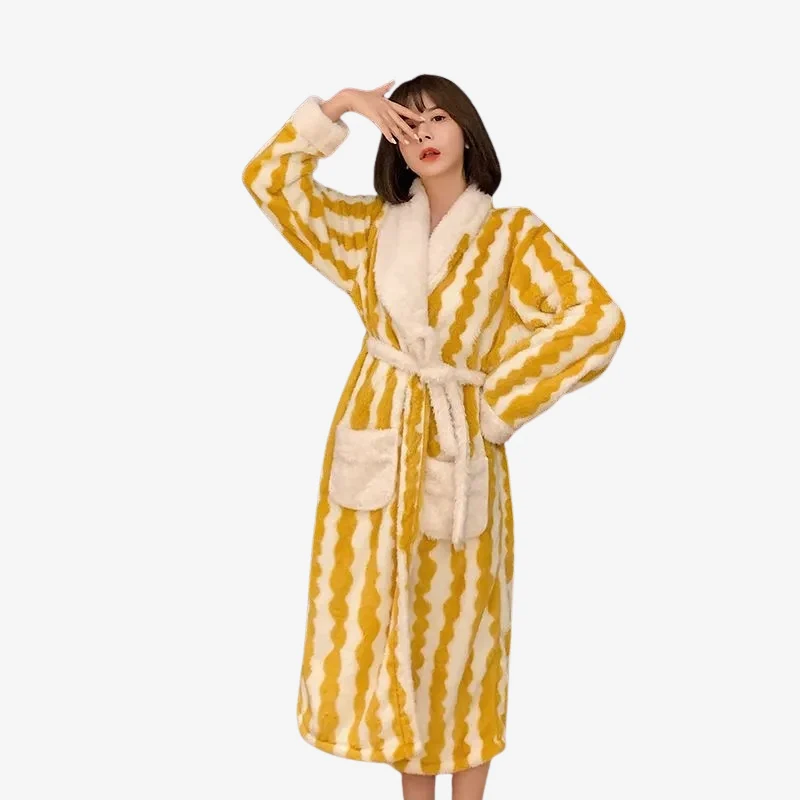 Clara – Women's Long-Sleeved Printed Bathrobe with Adjustable Tie Belt - Image 4