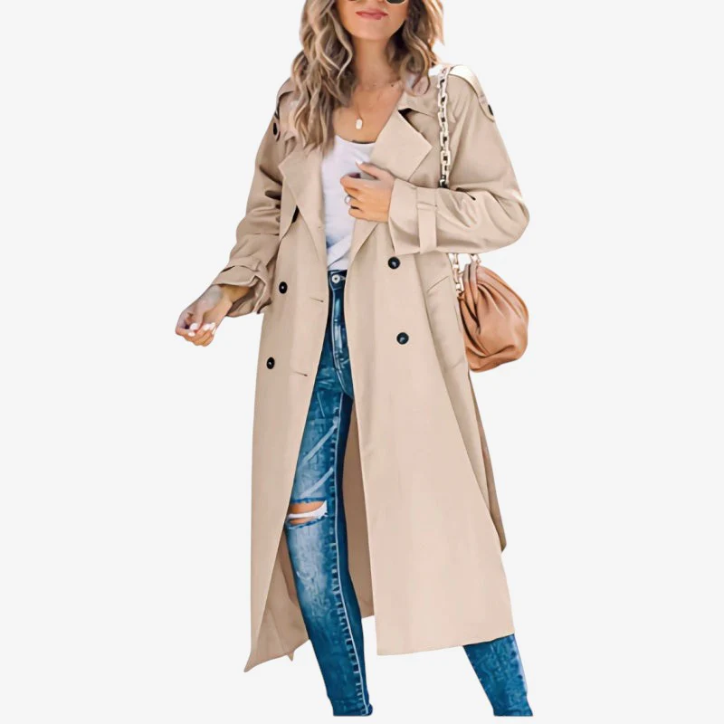 Classic Lapel Collar Trench Coat - Image 4