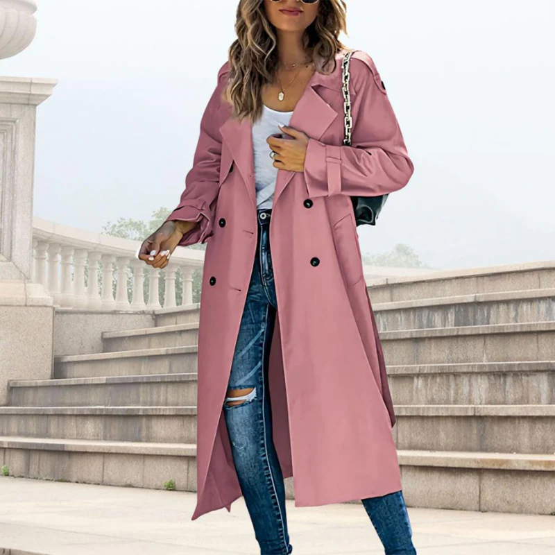 Classic Lapel Collar Trench Coat - Image 7