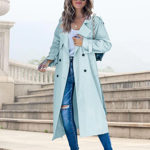 Classic Lapel Collar Trench Coat - Image 8