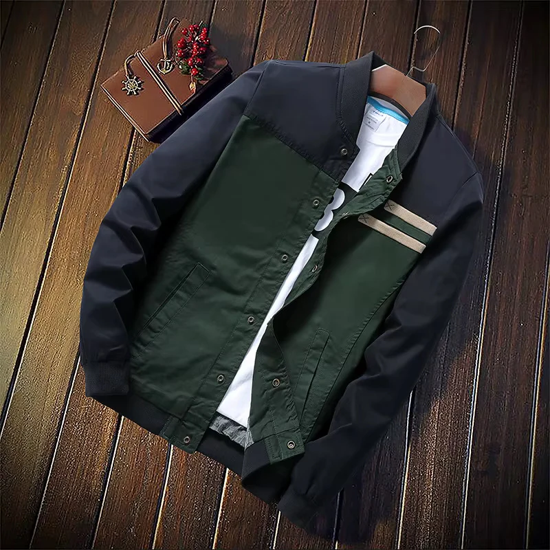 David – Striped Button-Up Bomber Jacket - Image 4